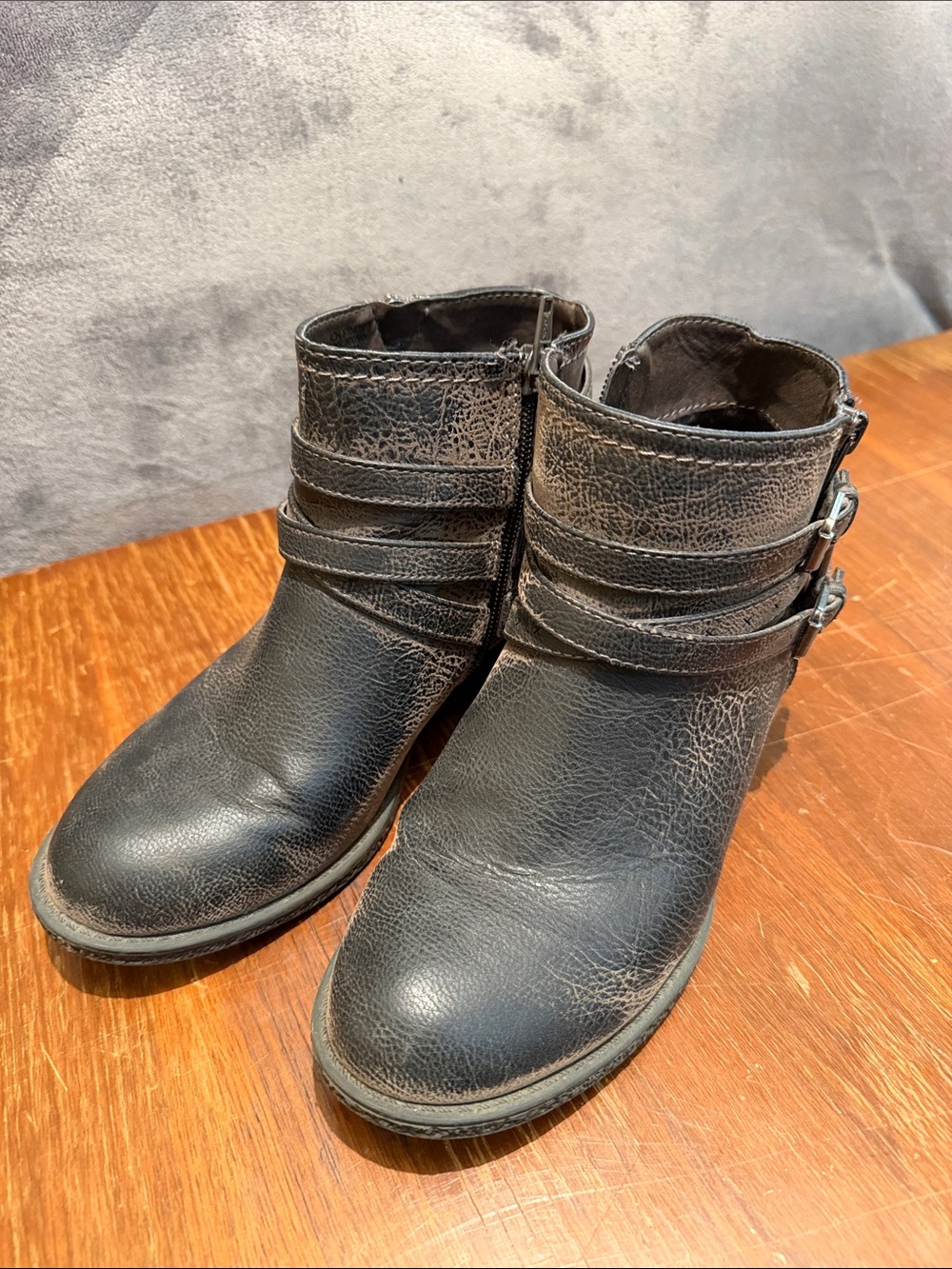 Sonoma Black Textured Ankle Booties with Buckle Straps